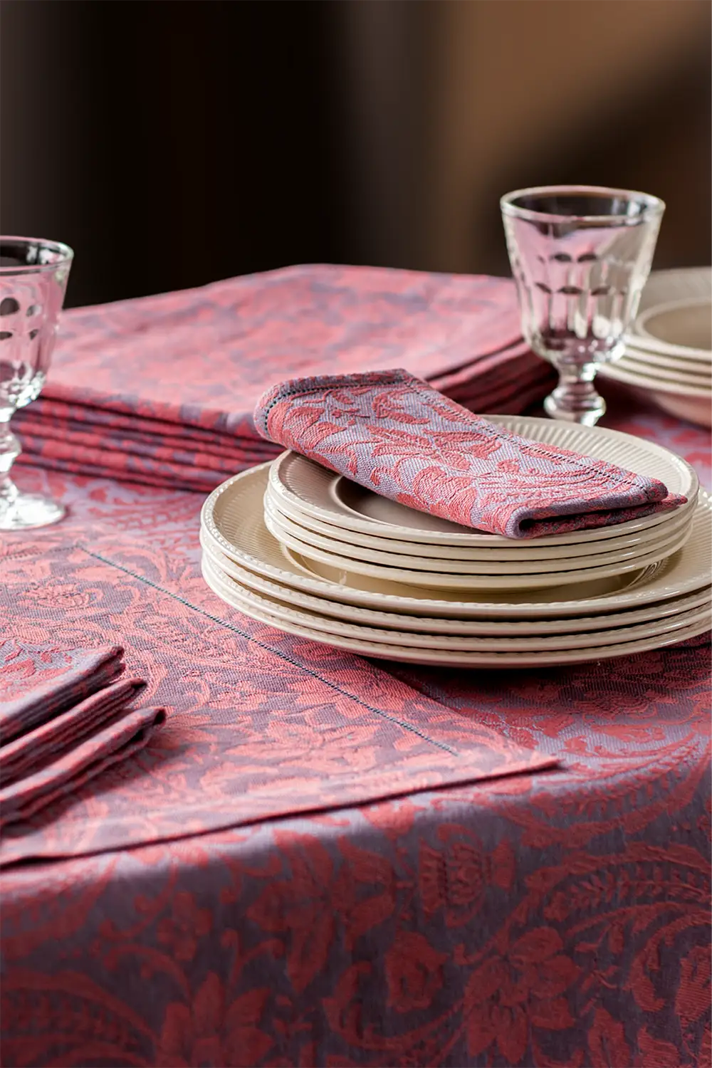 Donna di Coppe Tischdecke Lachs-Blau